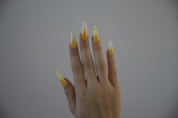 lemon design nails press on