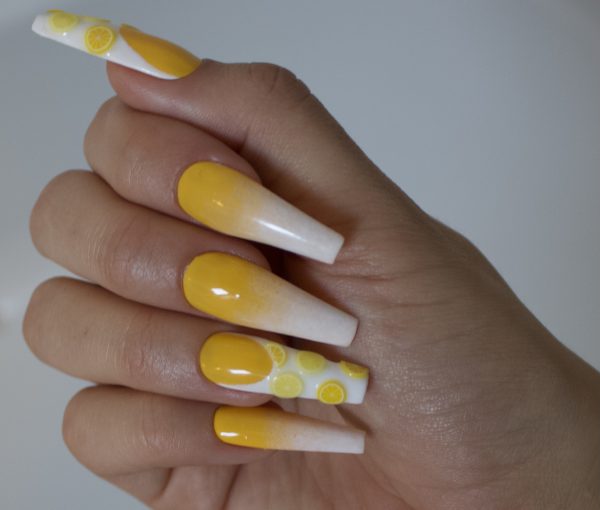lemon design nails